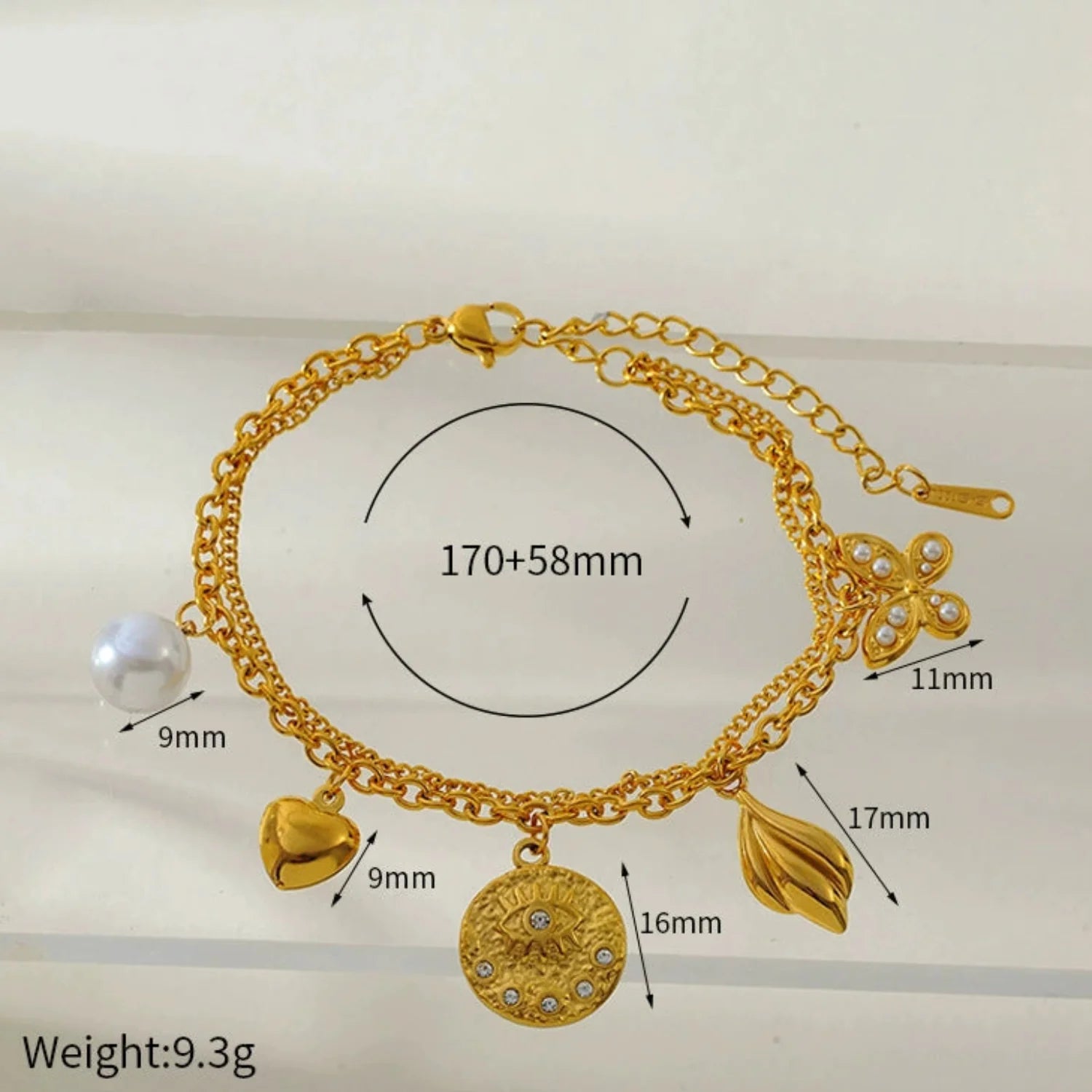 Layered Charm Bracelet with Pearl JLTB0999