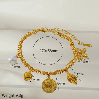 Layered Charm Bracelet with Pearl JLTB0999