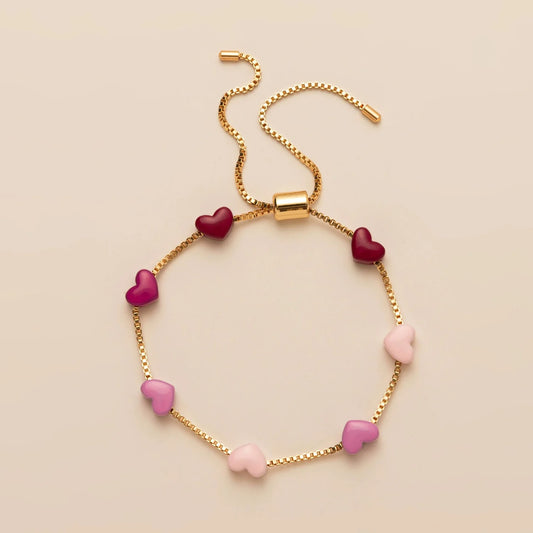 Pink Ombre Heart Bolo Bracelet JLTB1001