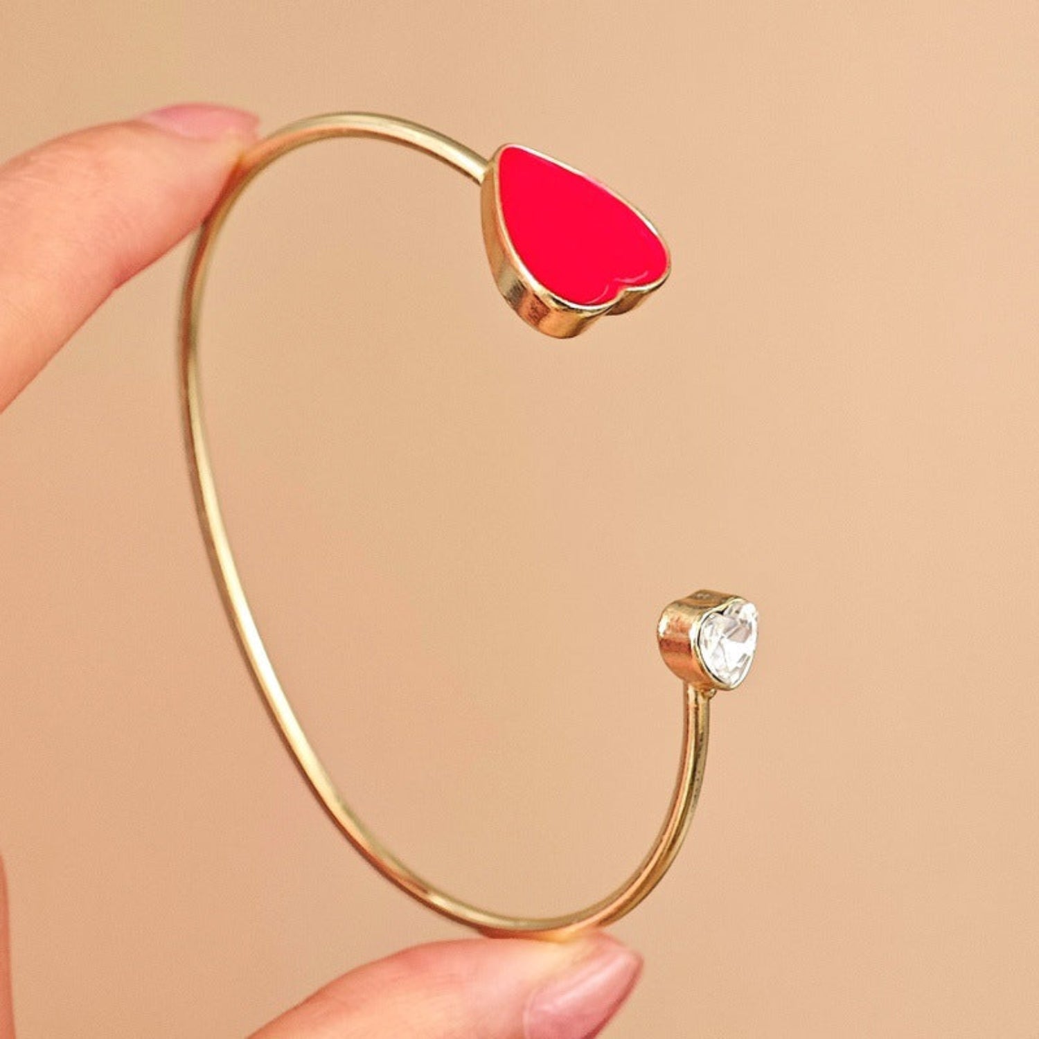 Gold Dual Heart Open Bangle JLTB1004