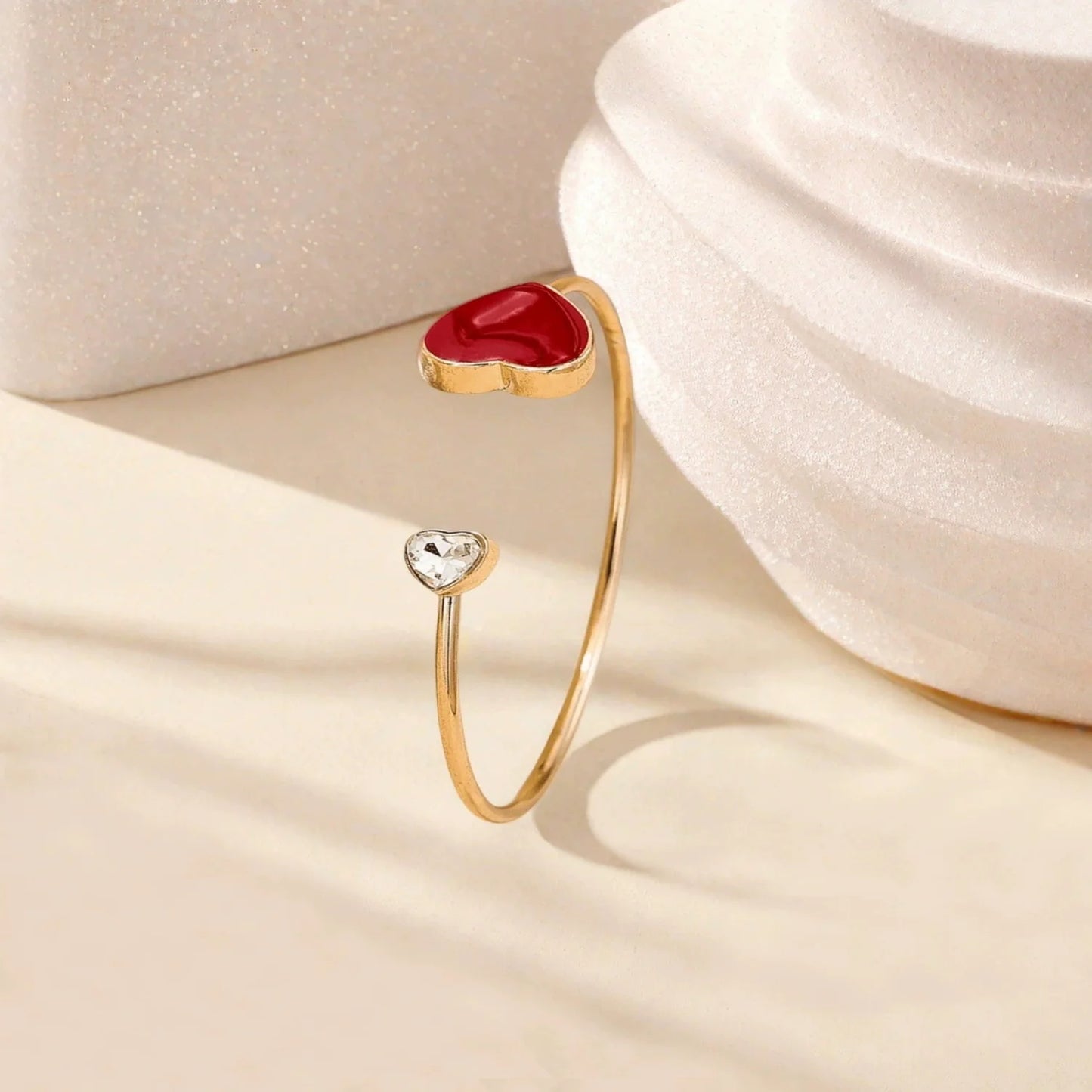 Gold Dual Heart Open Bangle JLTB1004