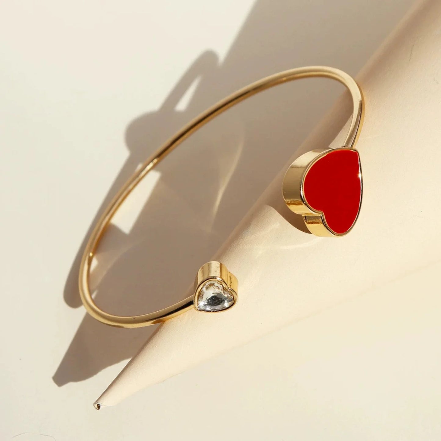 Gold Dual Heart Open Bangle JLTB1004