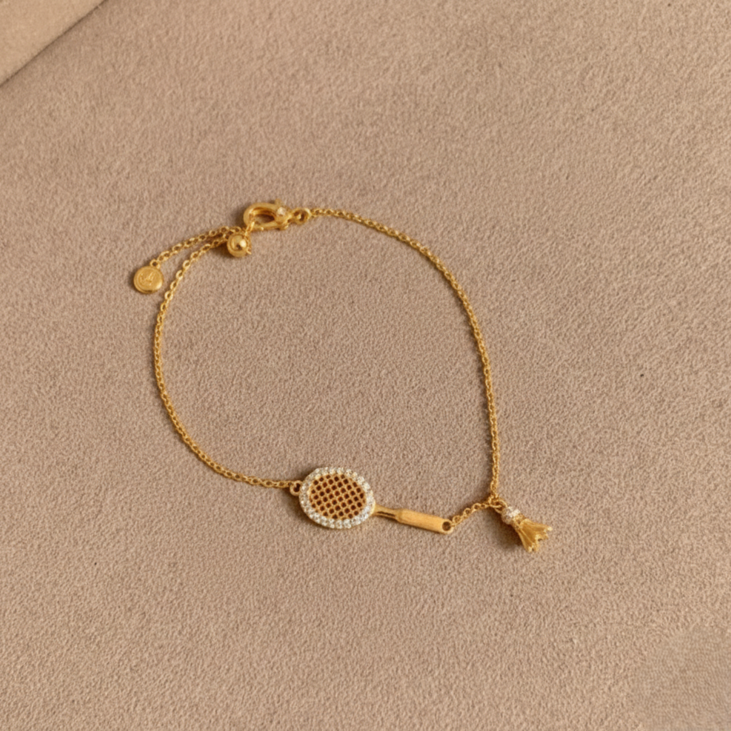 Gold Tennis Racket Charm Bracelet JLTB1019