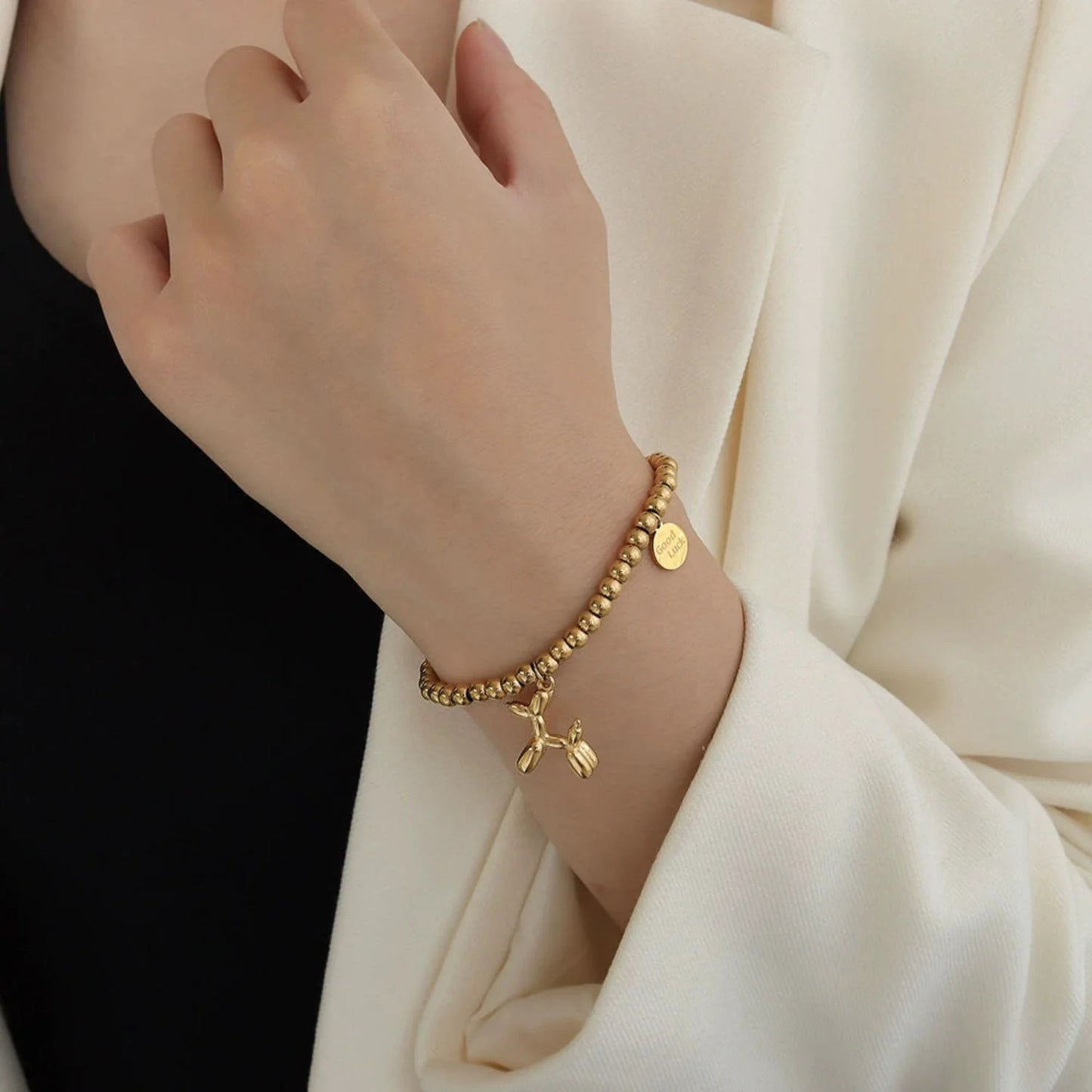 Golden Balloon Dog Bead Bracelet JLTB1028