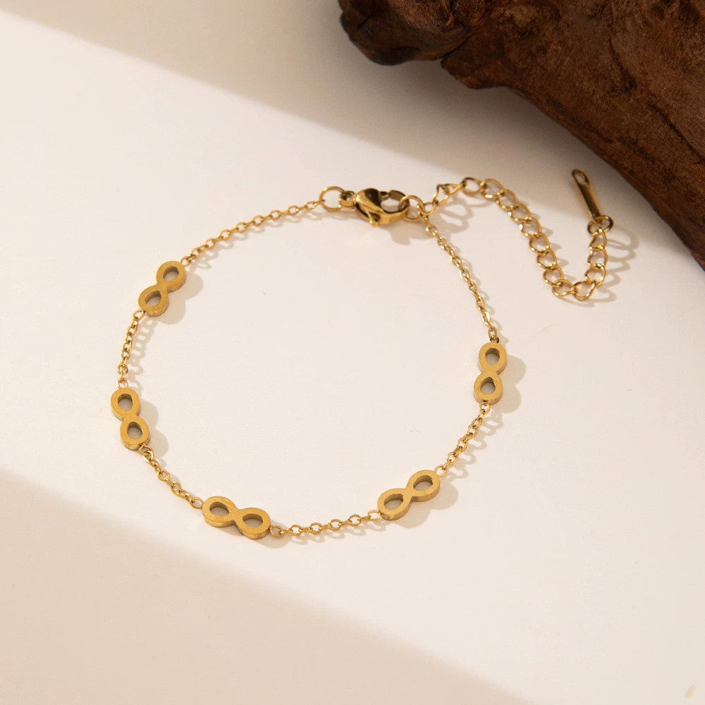 Gold Infinity Station Link Bracelet JLTB1044
