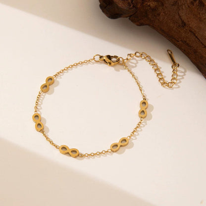 Gold Infinity Station Link Bracelet JLTB1044