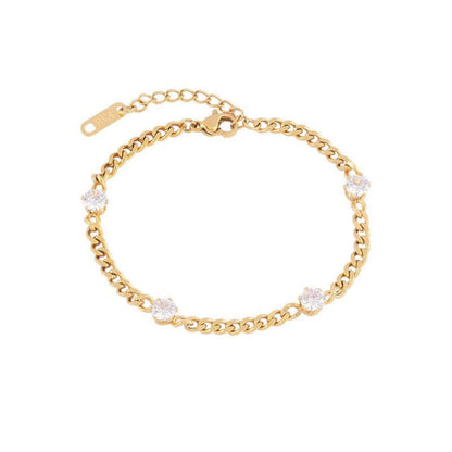 Gold Curb Chain Crystal Bracelet JLTB1048