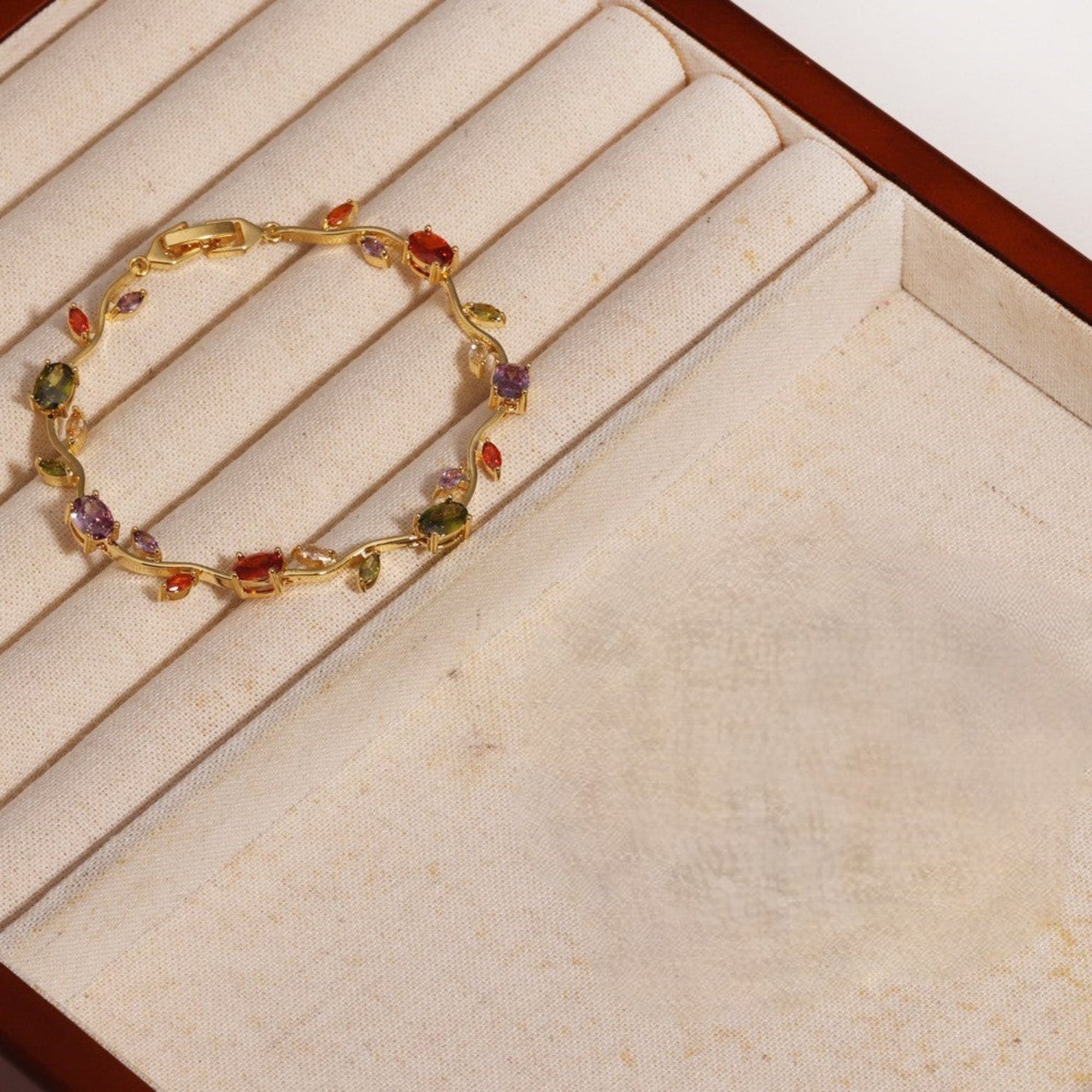 Gold Multicolor Crystal Vine Bracelet JLTB1053
