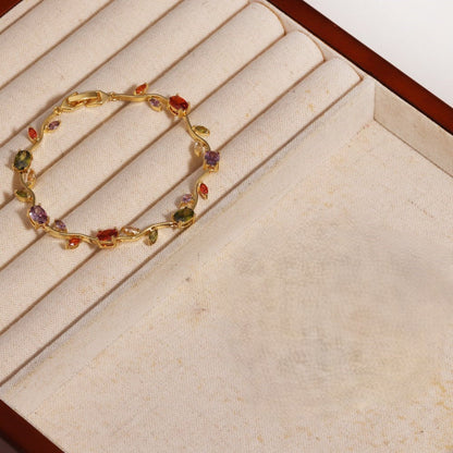 Gold Multicolor Crystal Vine Bracelet JLTB1053
