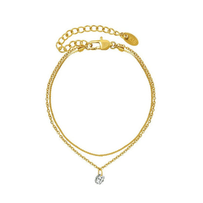 Gold Double Layer Solitaire Bracelet JLTB1057