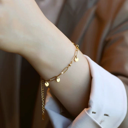 Gold Disc Charm Link Bracelet JLTB1060