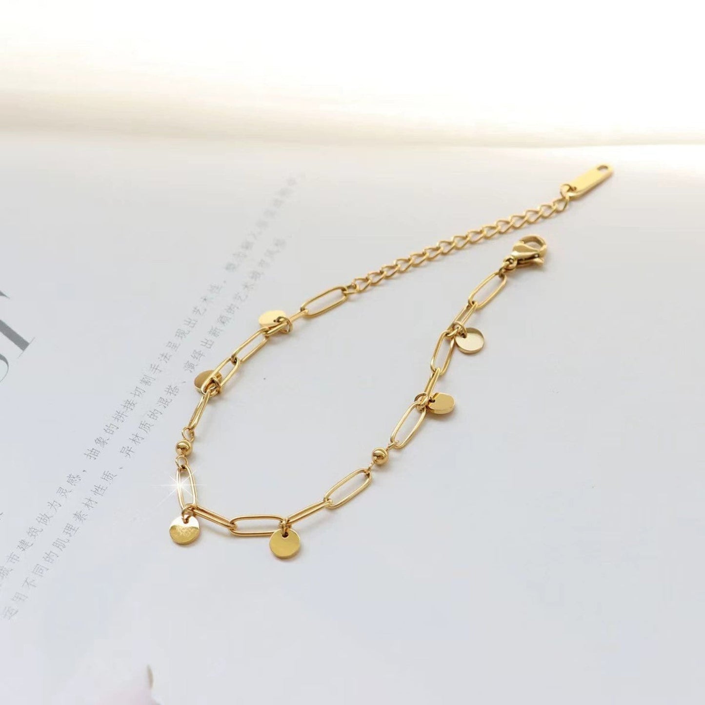 Gold Disc Charm Link Bracelet JLTB1060