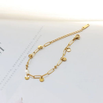 Gold Disc Charm Link Bracelet JLTB1060