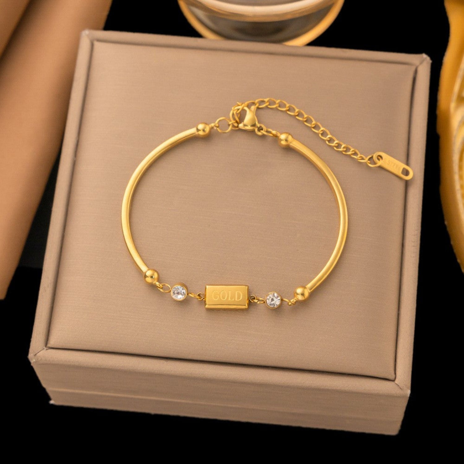 Gold Bar Crystal Cuff Bracelet JLTB1062