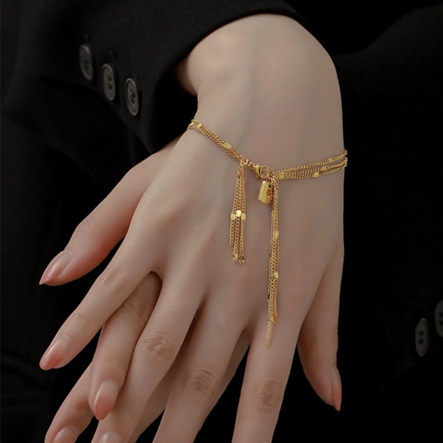 Gold Layered Sequined Chain Bracelet JLTB1063