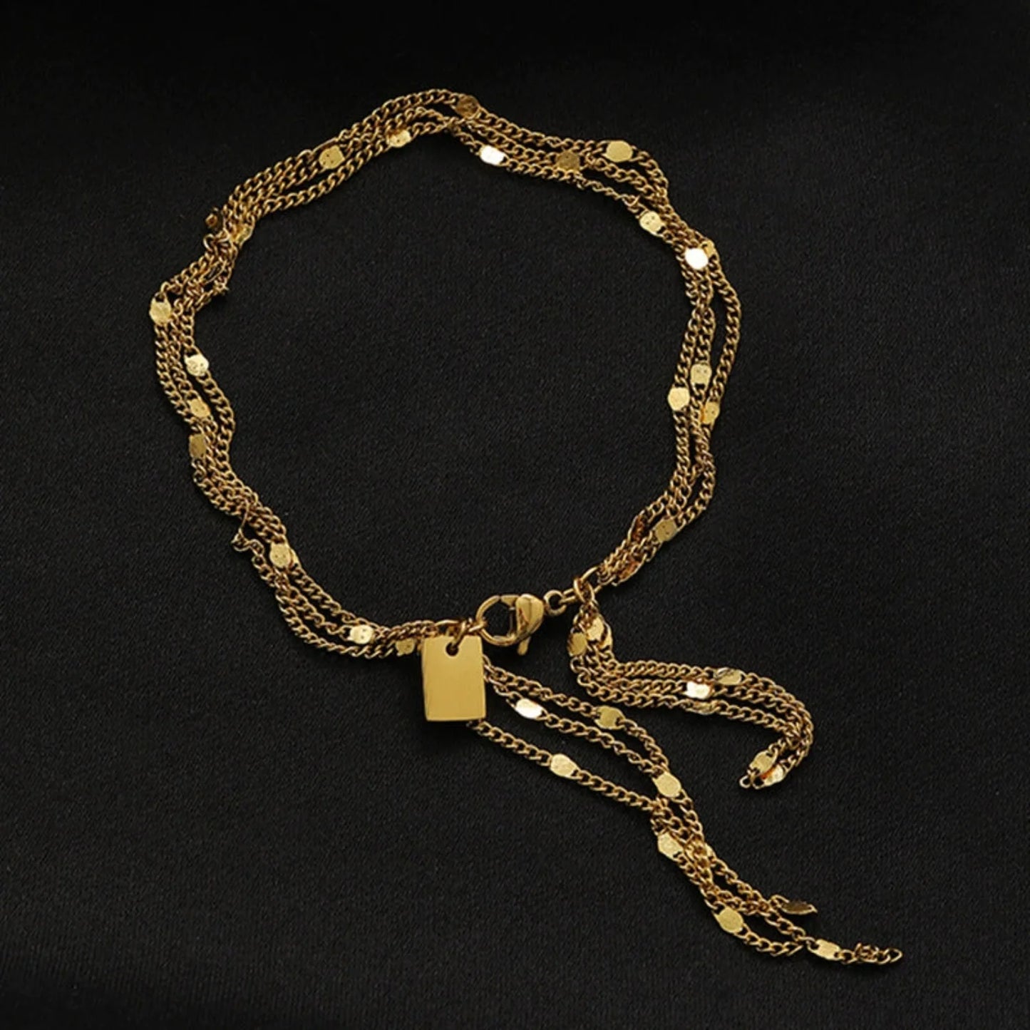 Gold Layered Sequined Chain Bracelet JLTB1063