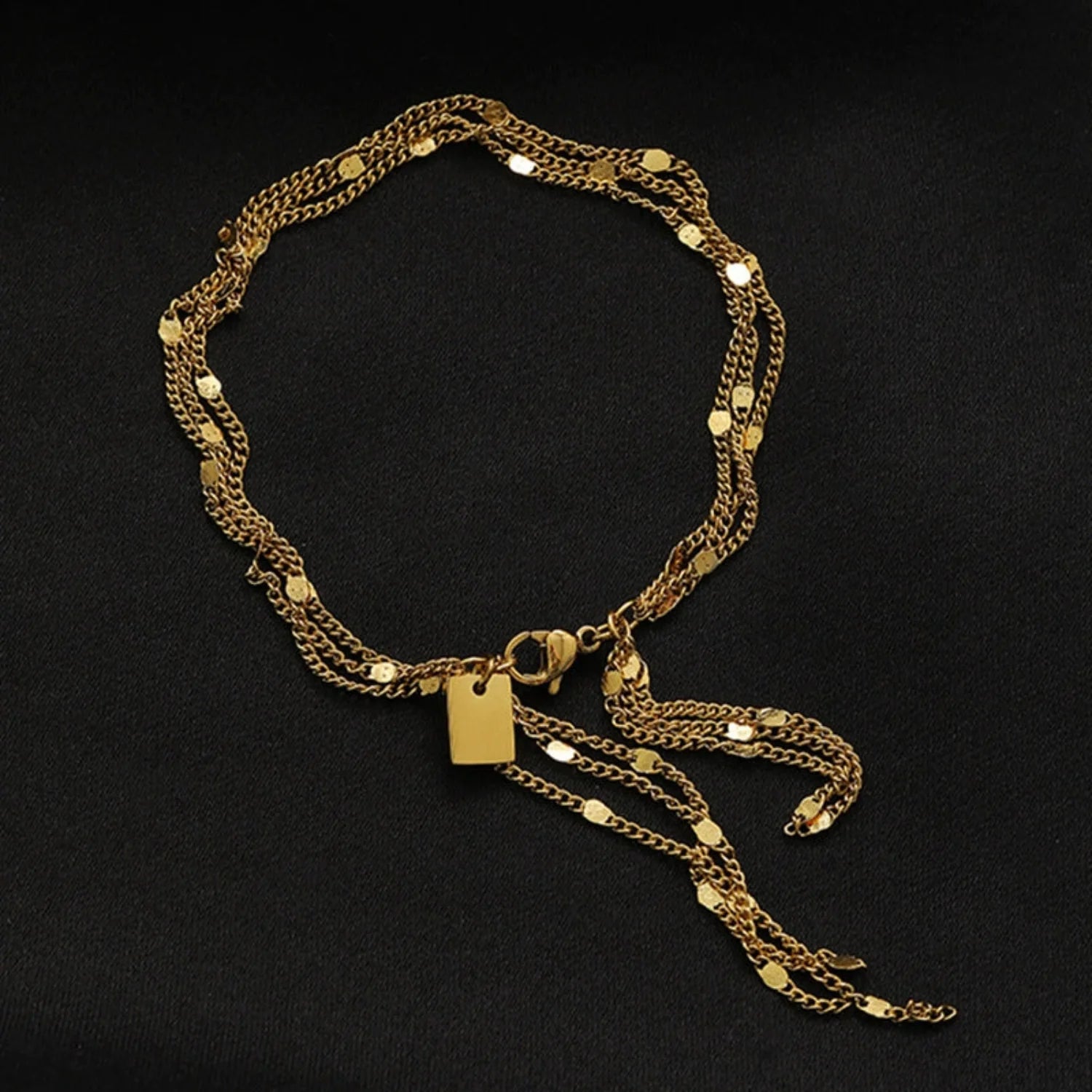 Gold Layered Sequined Chain Bracelet JLTB1063