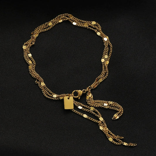 Gold Layered Sequined Chain Bracelet JLTB1063