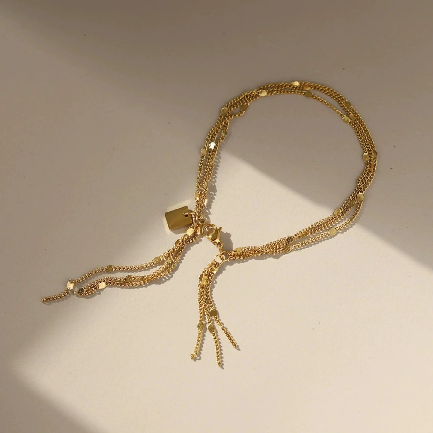 Gold Layered Sequined Chain Bracelet JLTB1063