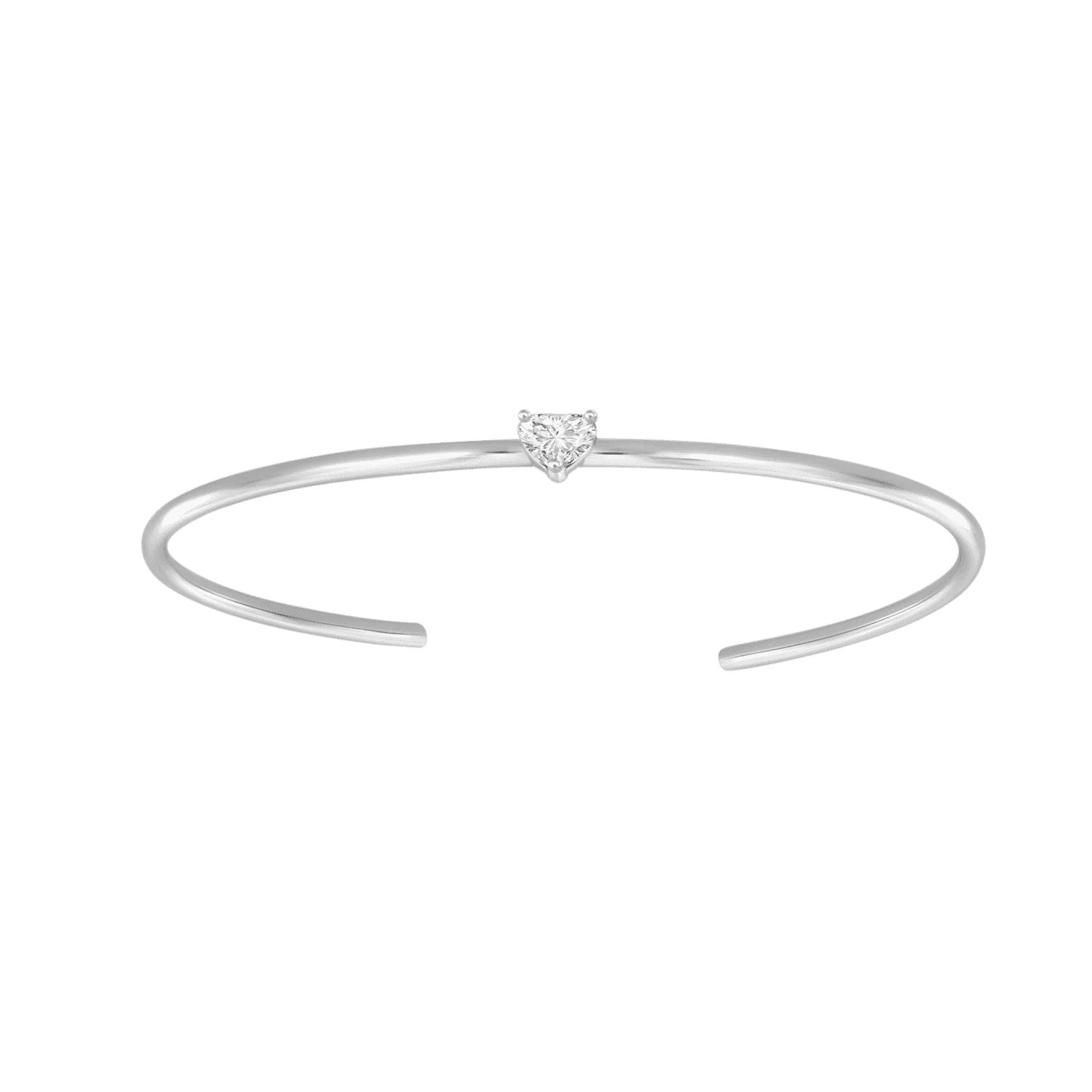 Dainty Silver Heart Crystal Bangle JLTB1066