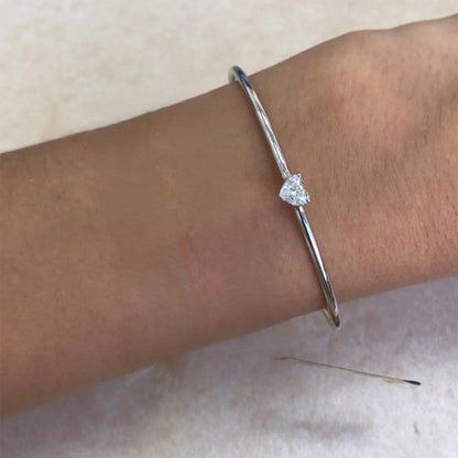 Dainty Silver Heart Crystal Bangle JLTB1066