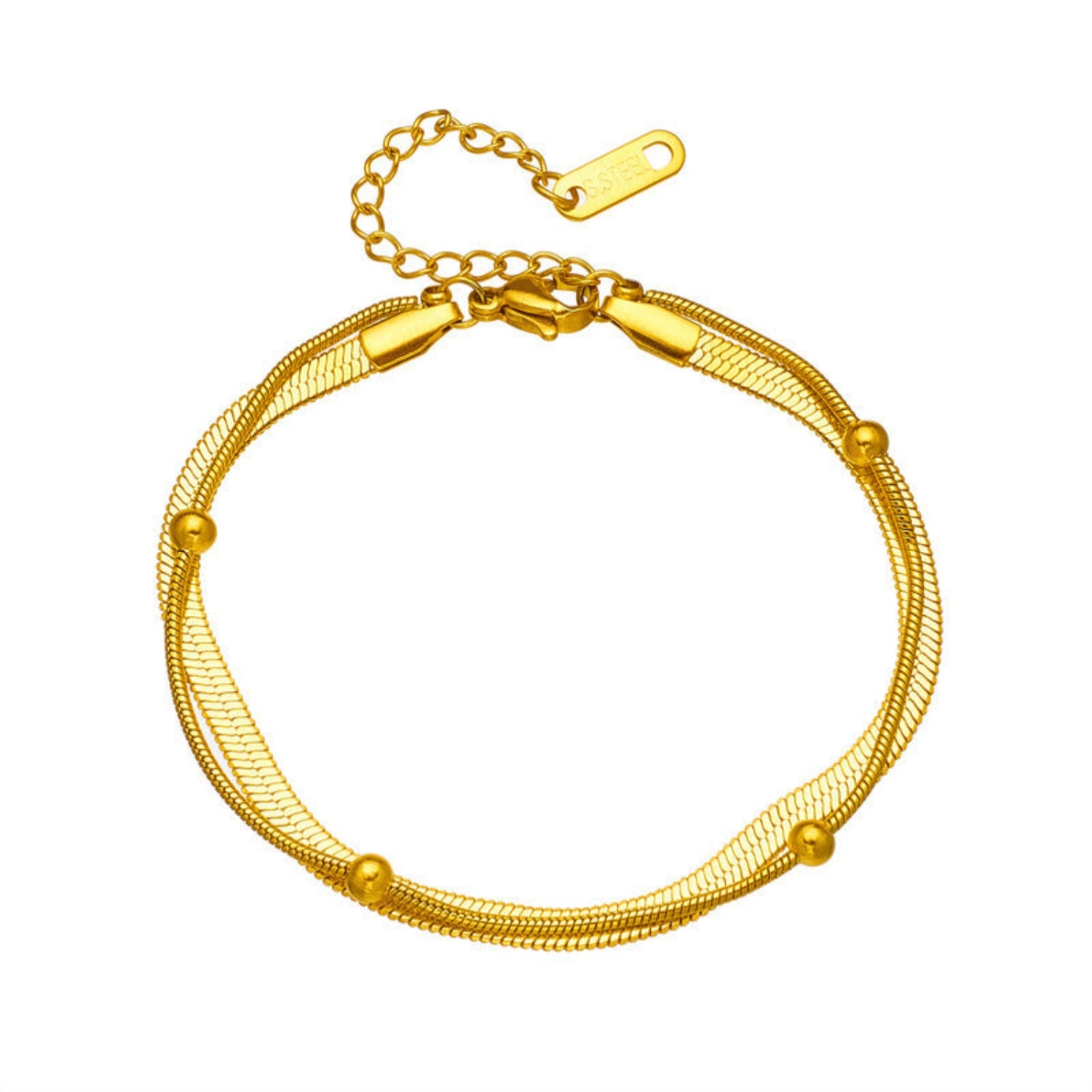 Gold Layered Herringbone Bead Bracelet JLTB1074