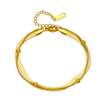 Gold Layered Herringbone Bead Bracelet JLTB1074