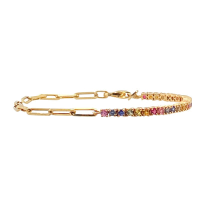 Gold Rainbow Crystal Link Bracelet JLTB1077