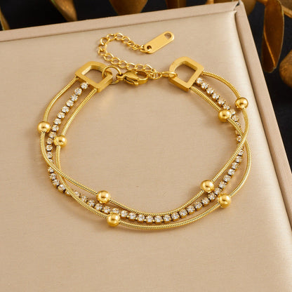 Gold Triple Layer Crystal Bracelet JLTB1081