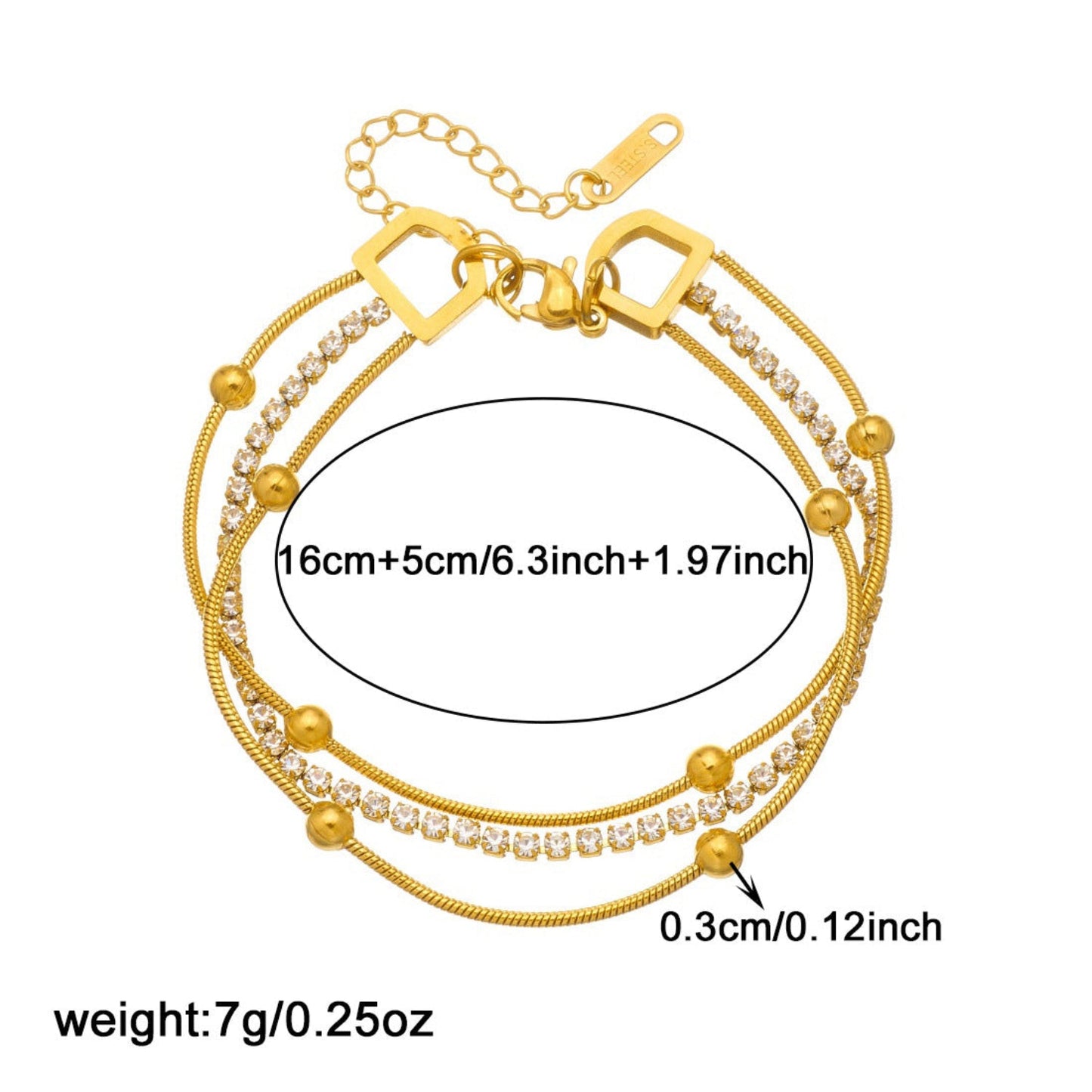 Gold Triple Layer Crystal Bracelet JLTB1081