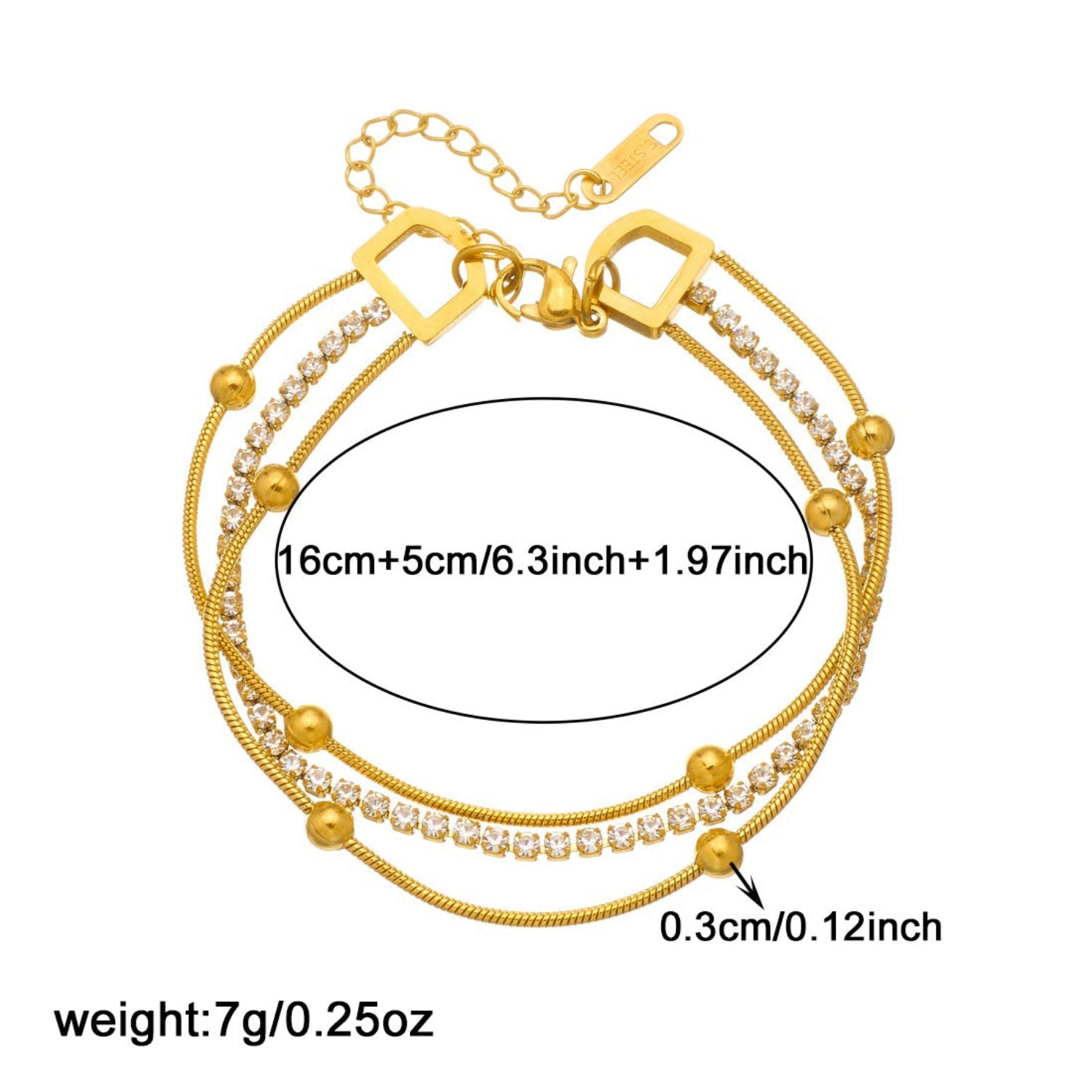 Gold Triple Layer Crystal Bracelet JLTB1081