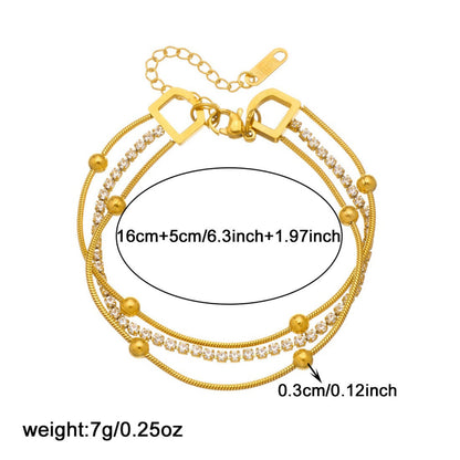 Gold Triple Layer Crystal Bracelet JLTB1081