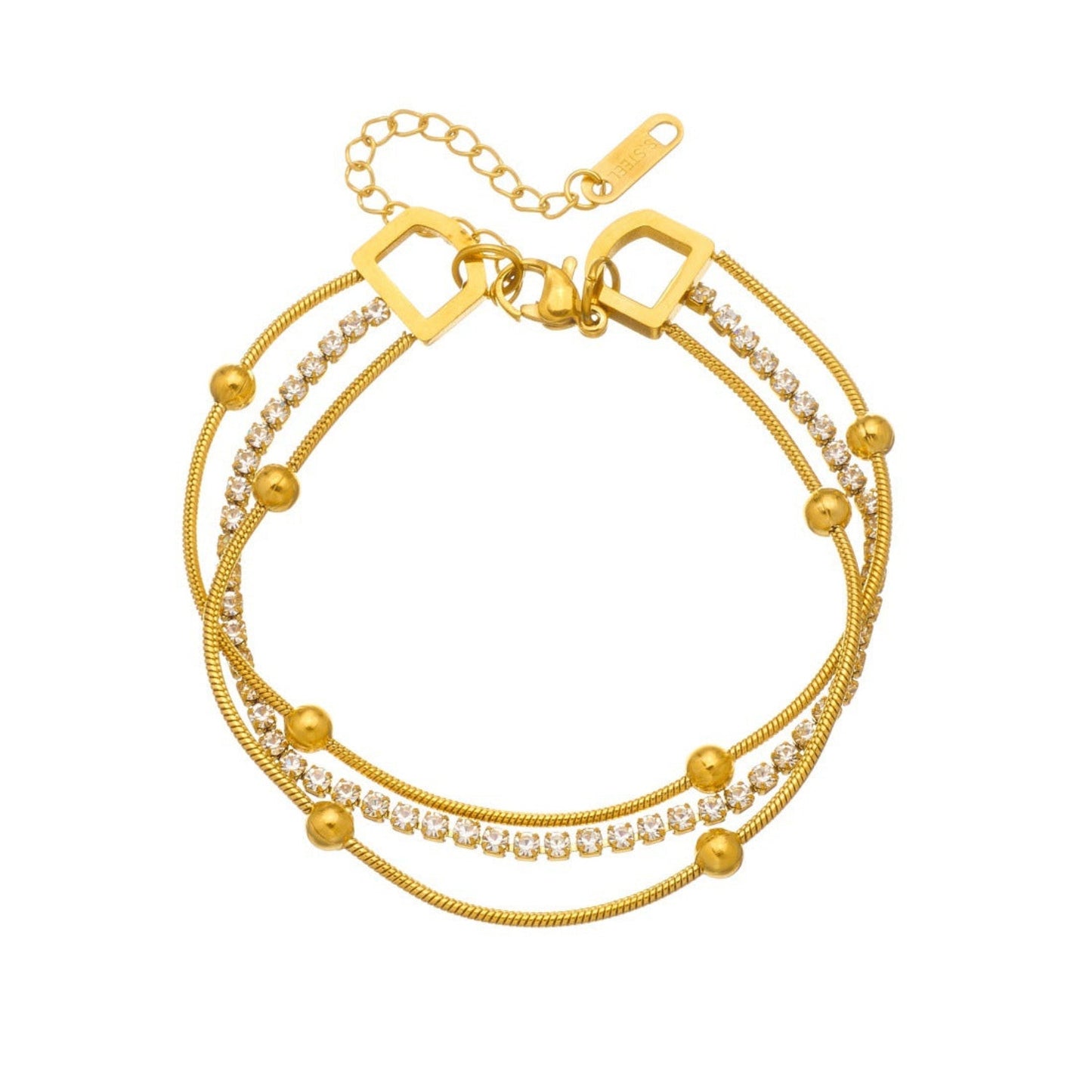 Gold Triple Layer Crystal Bracelet JLTB1081