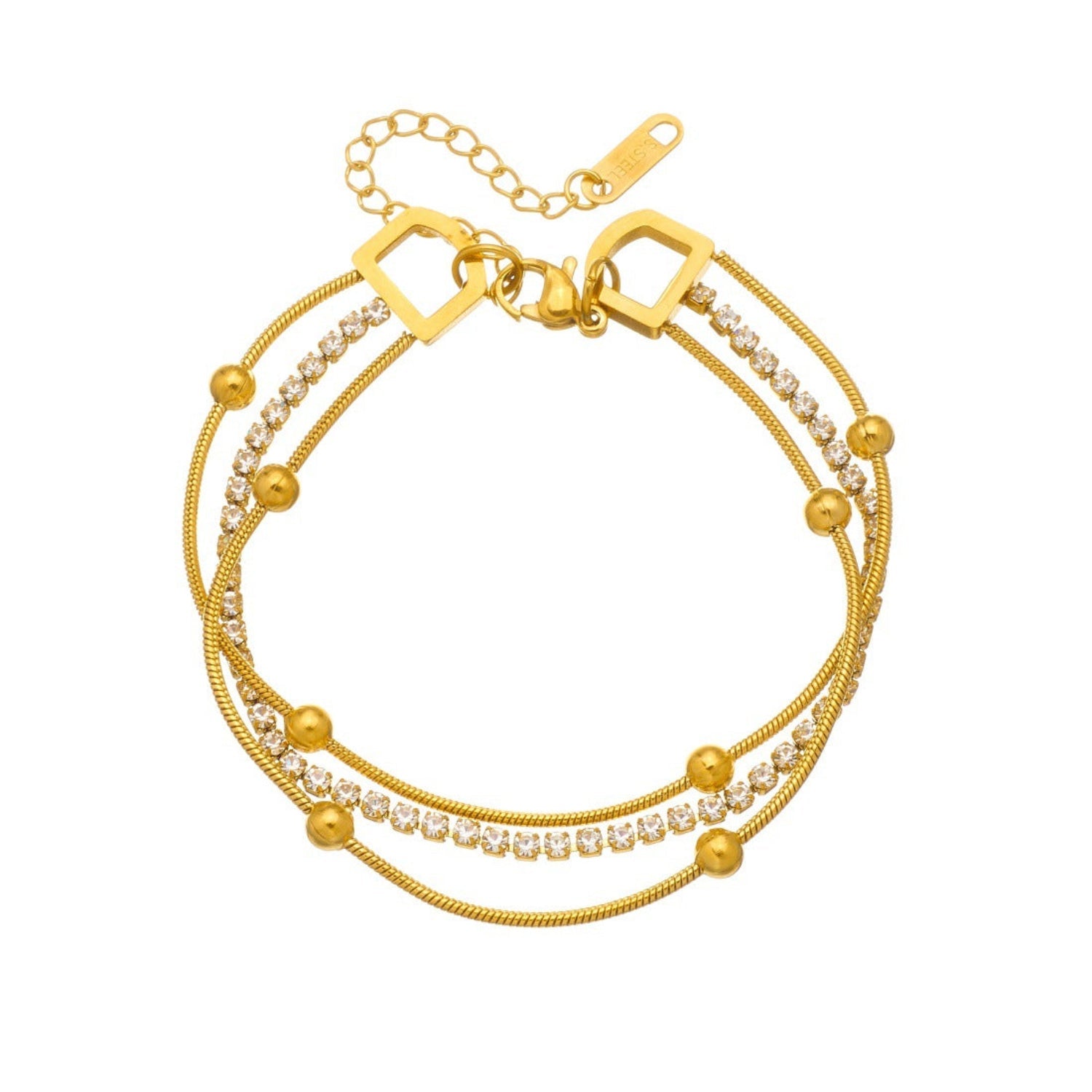 Gold Triple Layer Crystal Bracelet JLTB1081