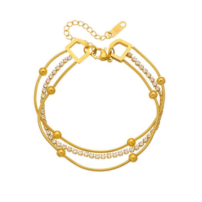 Gold Triple Layer Crystal Bracelet JLTB1081