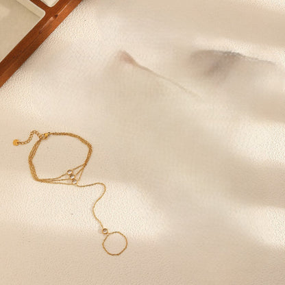 Gold Triple-Strand Crystal Hand Bracelet JLTB1084