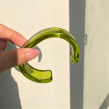Green Transparent Acrylic Cuff Bracelet JLTB1091