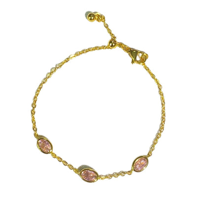 Gold Pink Oval Stone Bracelet JLTB1097