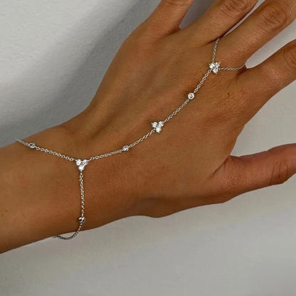 Silver Crystal Cluster Hand Bracelet JLTB1098