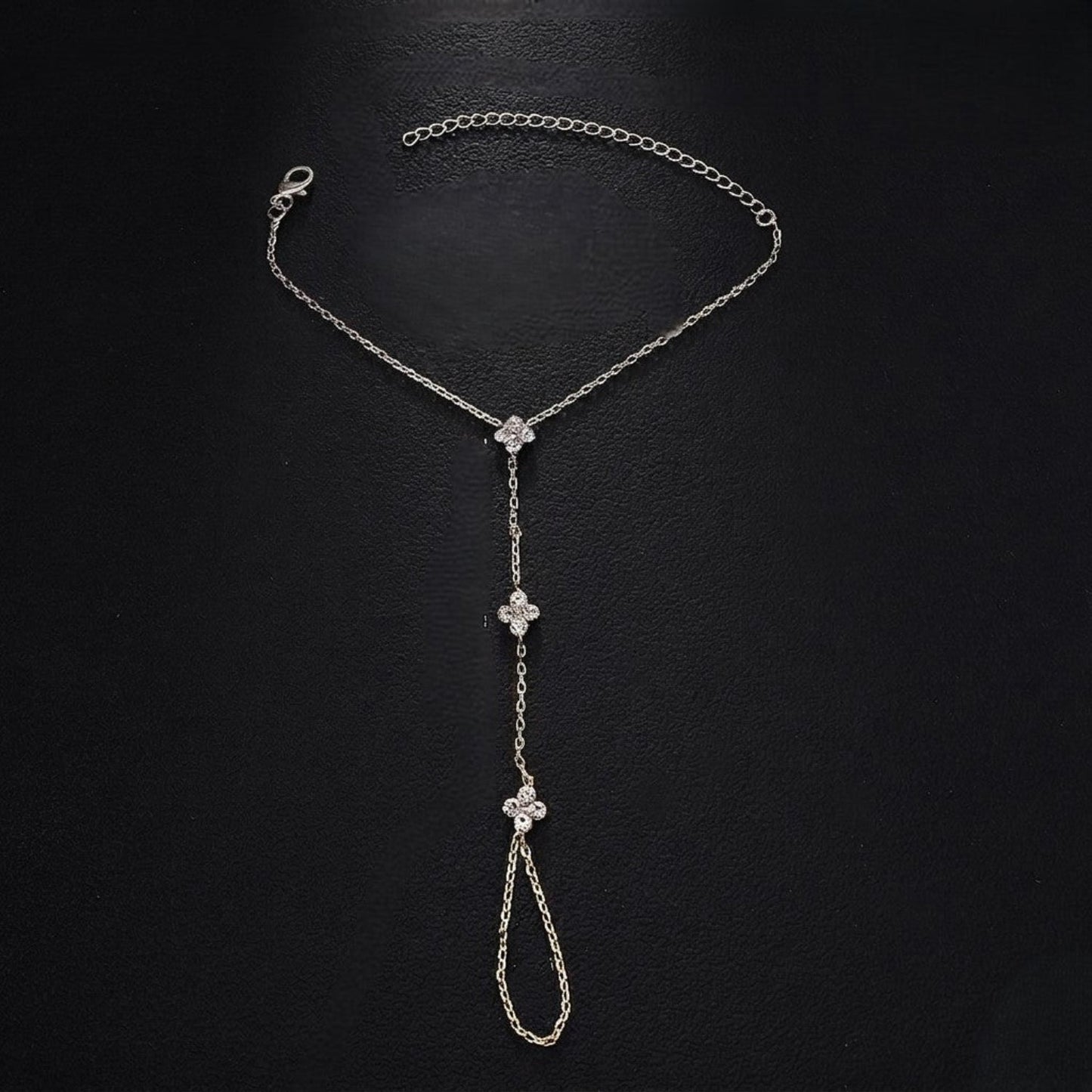 Silver Crystal Clover Hand Bracelet JLTB1099