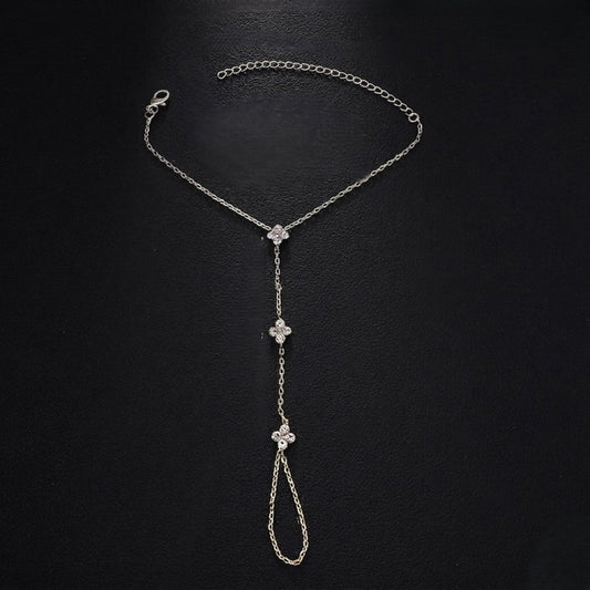 Silver Crystal Clover Hand Bracelet JLTB1099