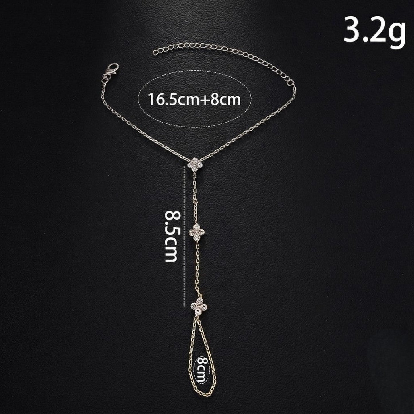 Silver Crystal Clover Hand Bracelet JLTB1099