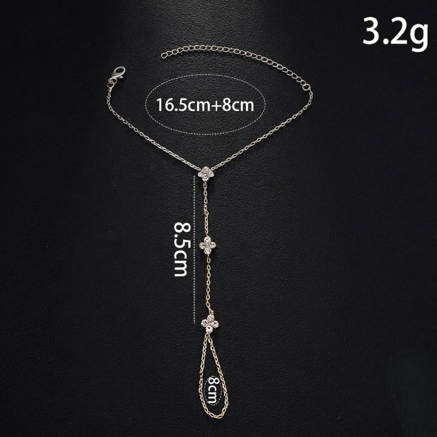 Silver Crystal Clover Hand Bracelet JLTB1099