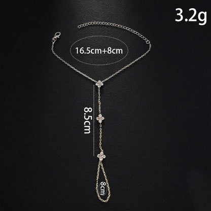 Silver Crystal Clover Hand Bracelet JLTB1099