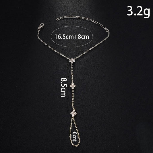 Silver Crystal Clover Hand Bracelet JLTB1099