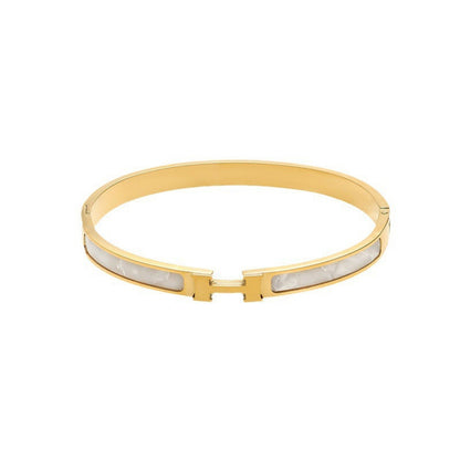 Gold White H Inlay Bangle JLTB1104