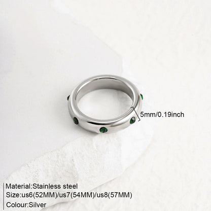Sterling Silver Band with Green Gemstone Accents JLTR0582