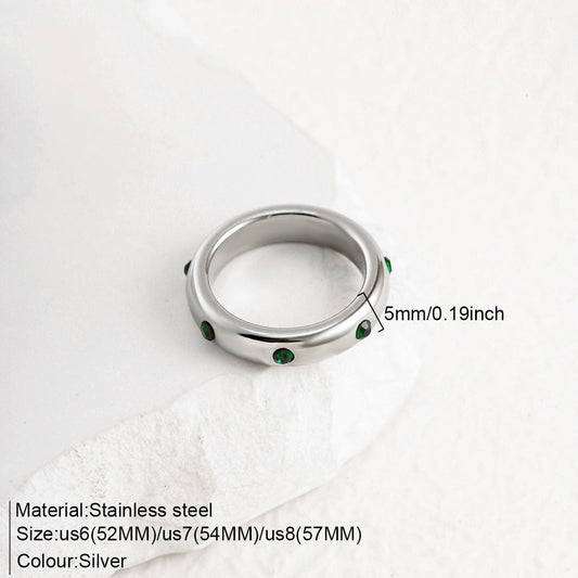Sterling Silver Band with Green Gemstone Accents JLTR0582