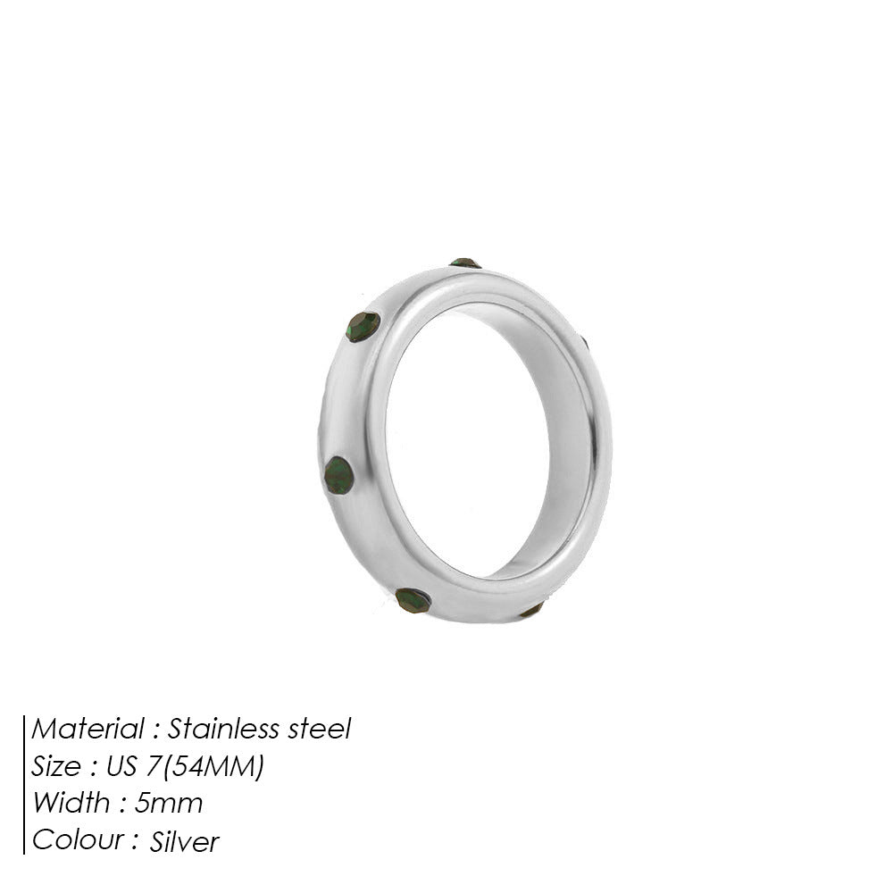 Sterling Silver Band with Green Gemstone Accents JLTR0582