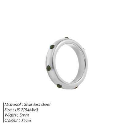 Sterling Silver Band with Green Gemstone Accents JLTR0582